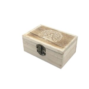 Caja Madera Labrada Árbol Bodhi