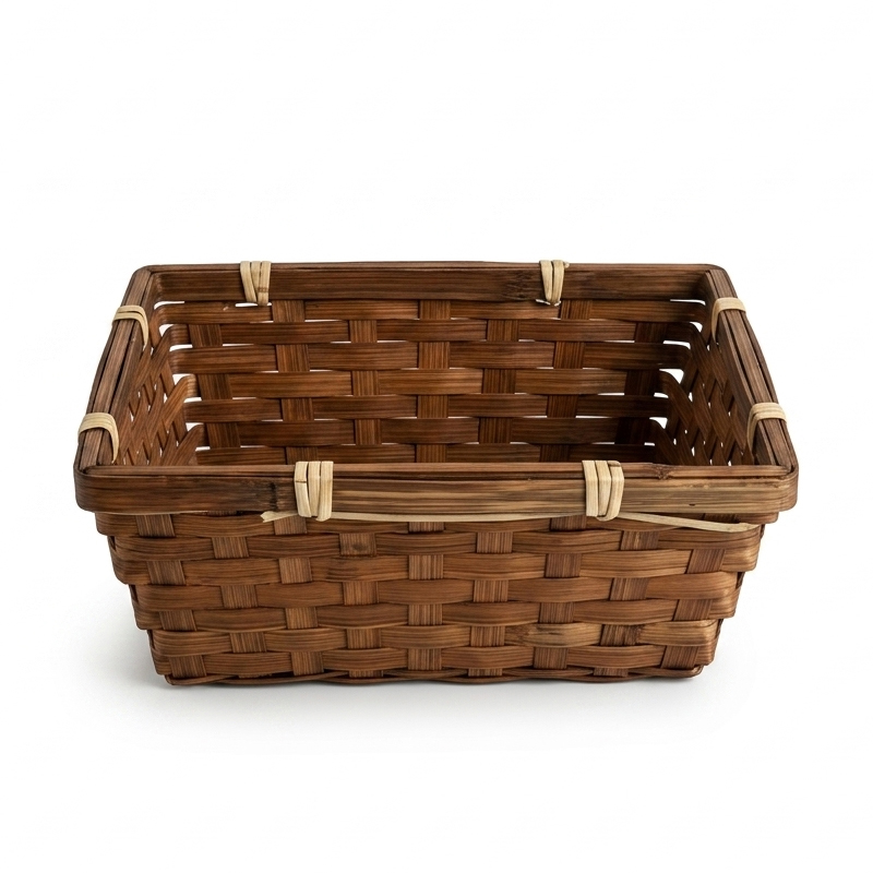 Cesta Rectangular Bambú Color Marrón