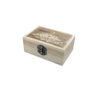 Caja Madera Labrada Flor de Loto