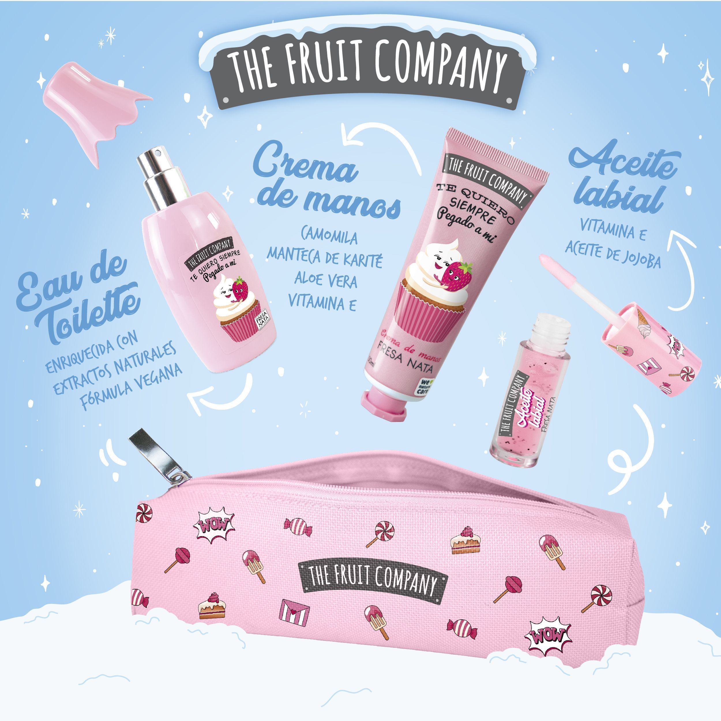 SET Fresa Nata The Fruit Company Colonia + Crema Manos + Lip Oil + Estuche - Imagen 2
