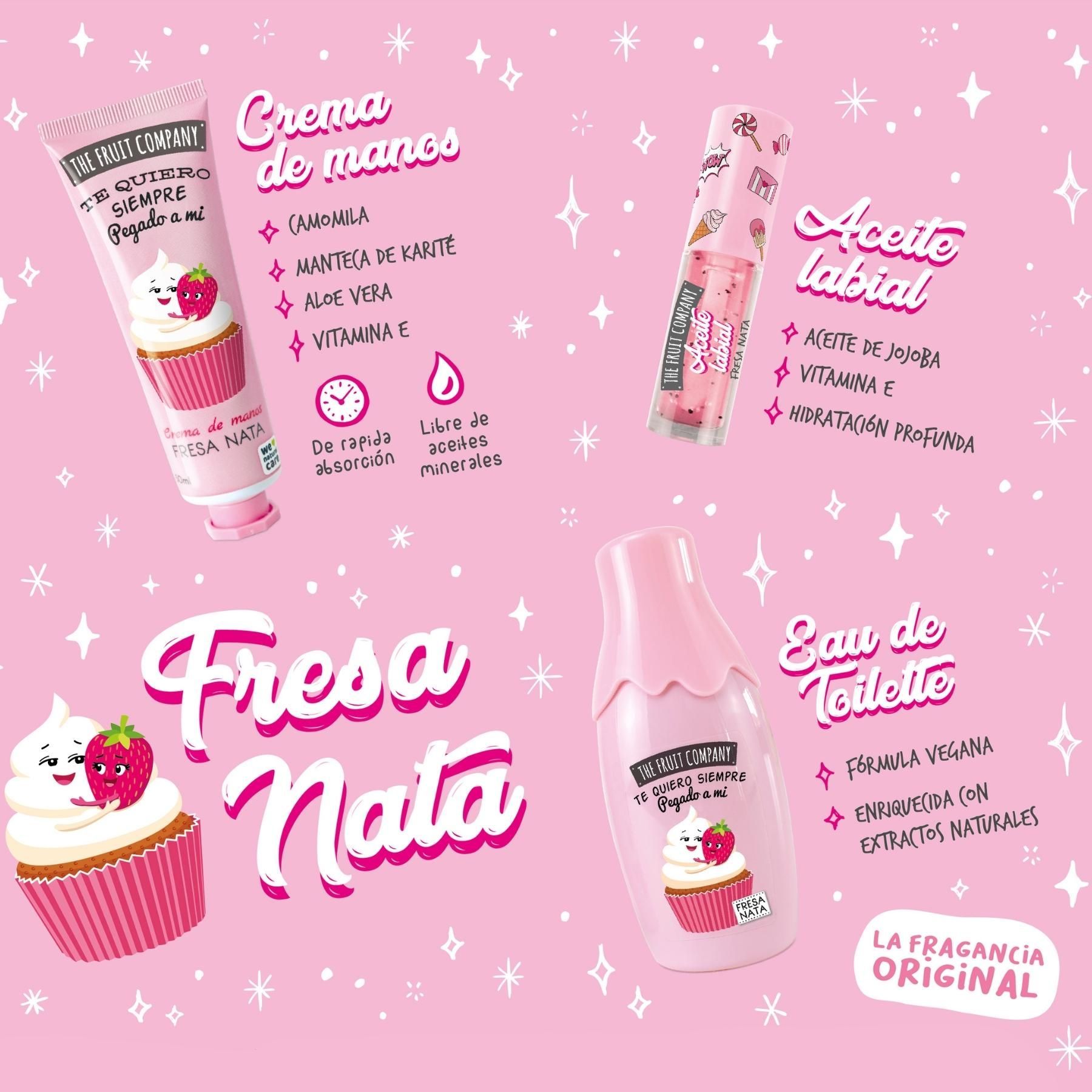 SET Fresa Nata The Fruit Company Colonia + Crema Manos + Lip Oil + Estuche - Imagen 3