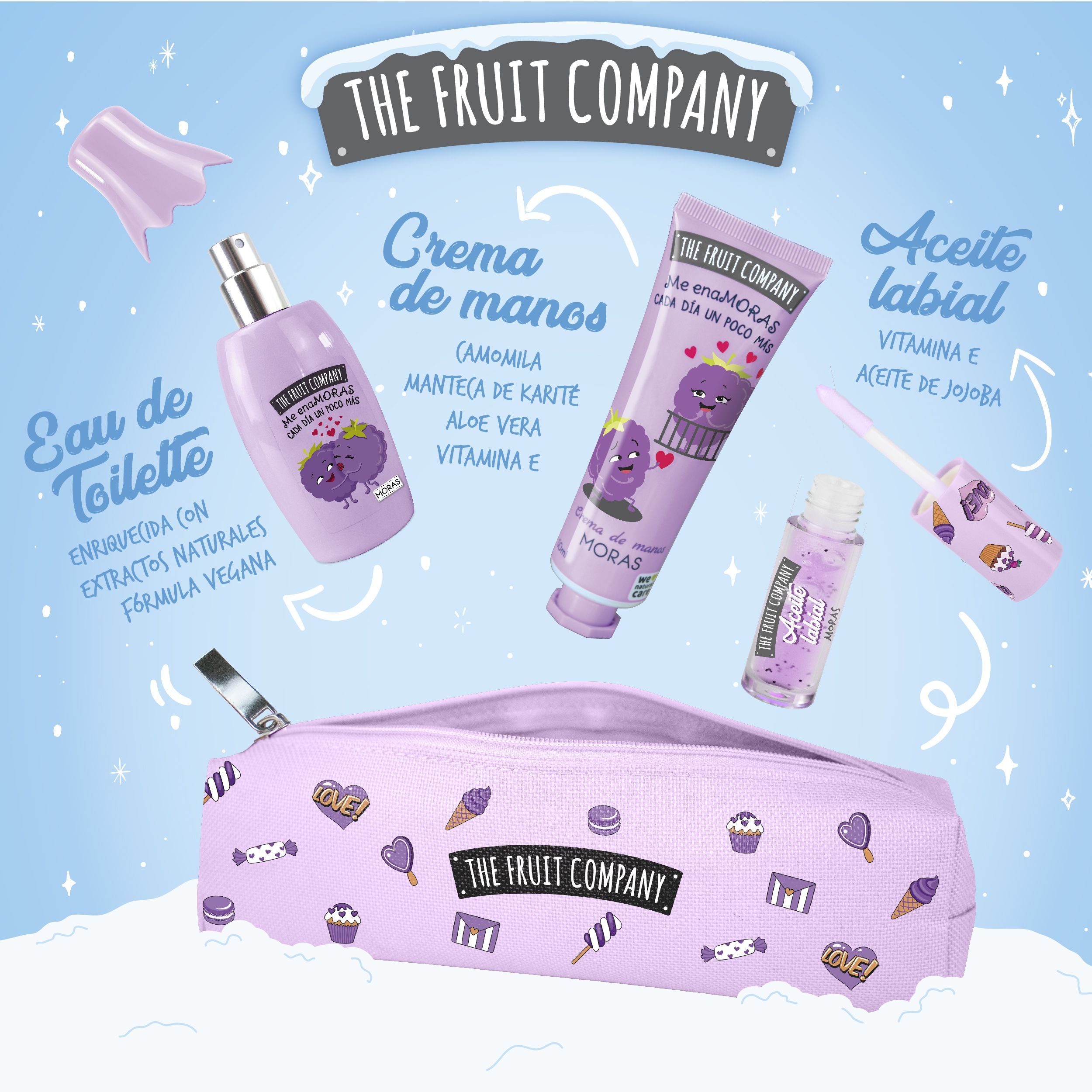 SET Moras The Fruit Company Colonia + Crema Manos + Lip Oil + Estuche - Imagen 3