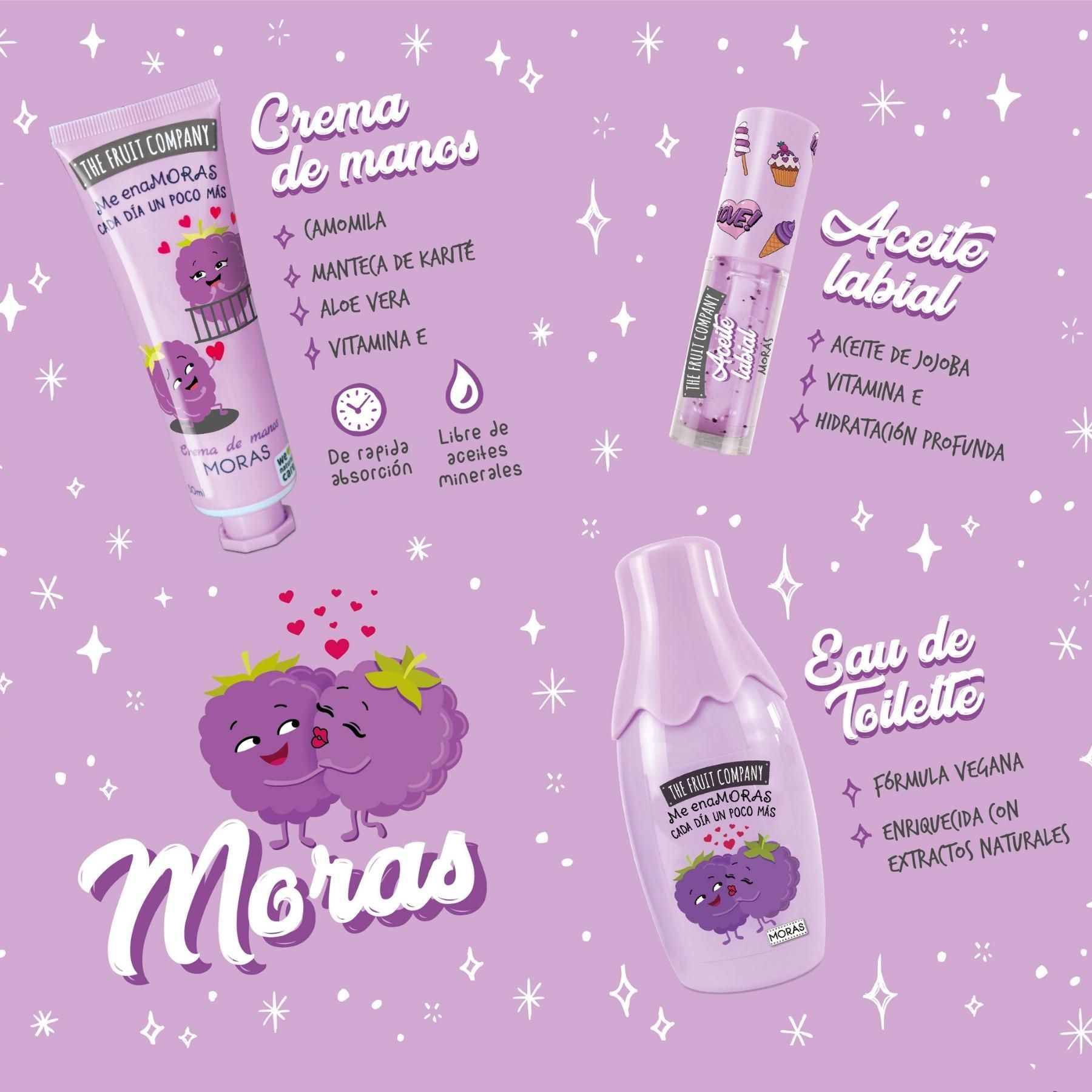 SET Moras The Fruit Company Colonia + Crema Manos + Lip Oil + Estuche - Imagen 2