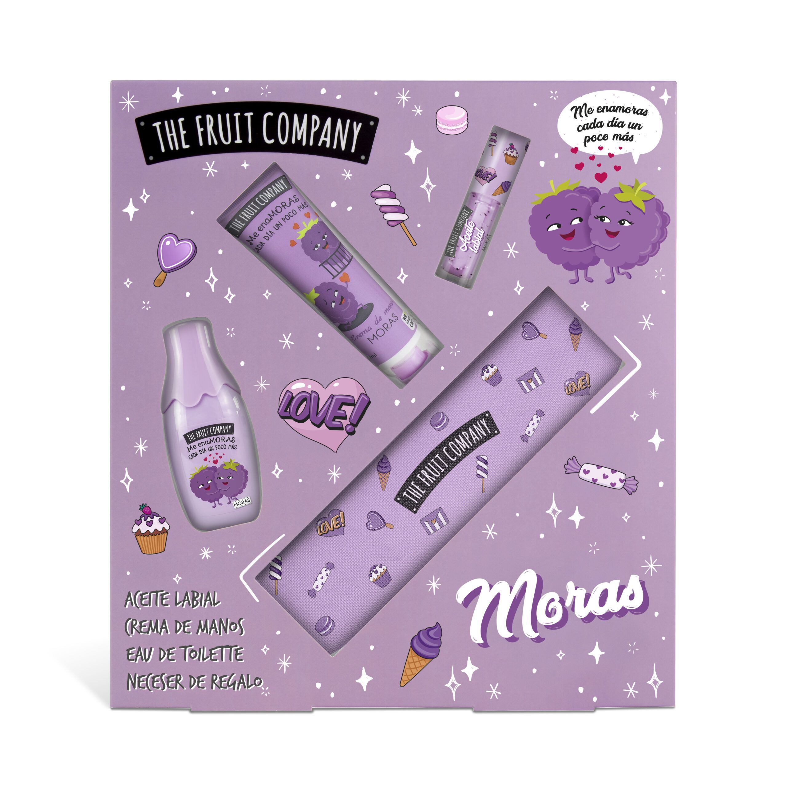 SET Moras The Fruit Company Colonia + Crema Manos + Lip Oil + Estuche