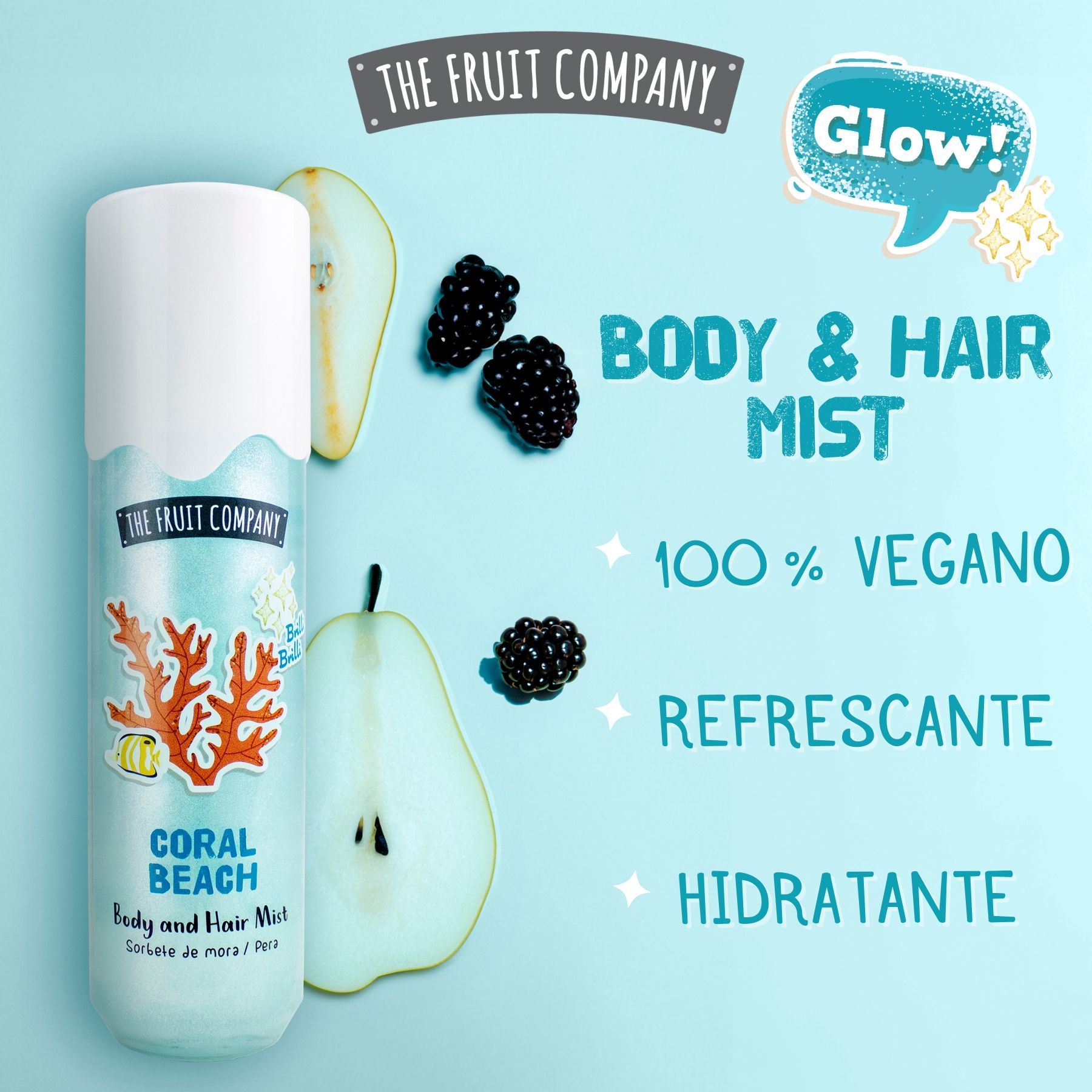 Body & Hair Mist Glitter Coral Beach 200ml The Fruit Company - Imagen 2