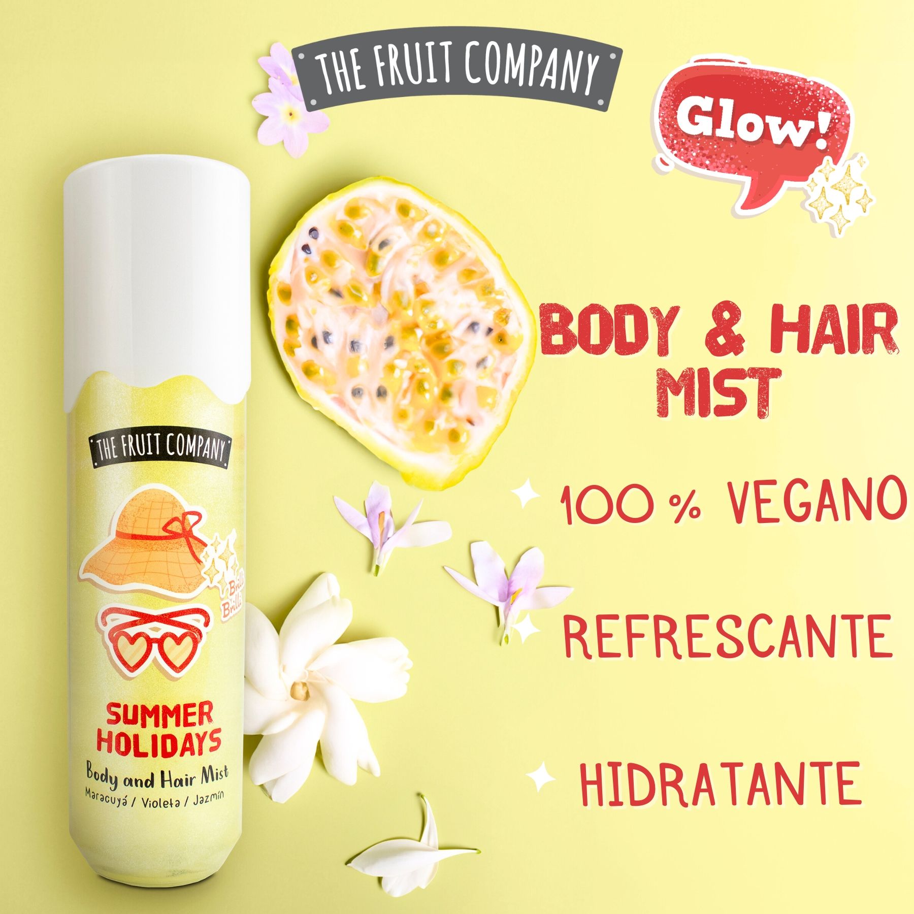 Body & Hair Mist Glitter Summer Holidays 200ml The Fruit Company - Imagen 2