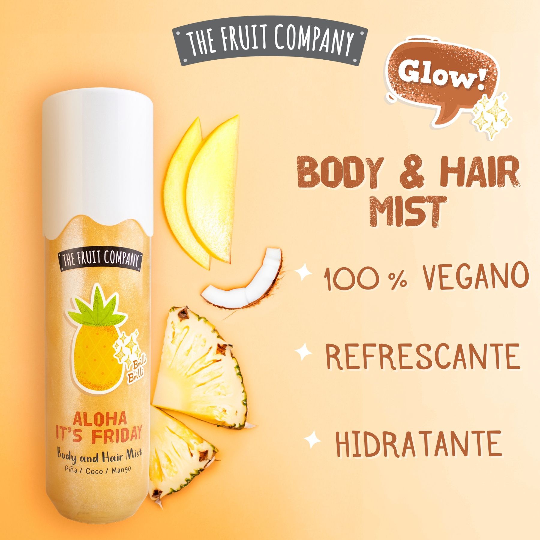 Body & Hair Mist Glitter Aloha It's Friday 200ml The Fruit Company - Imagen 2