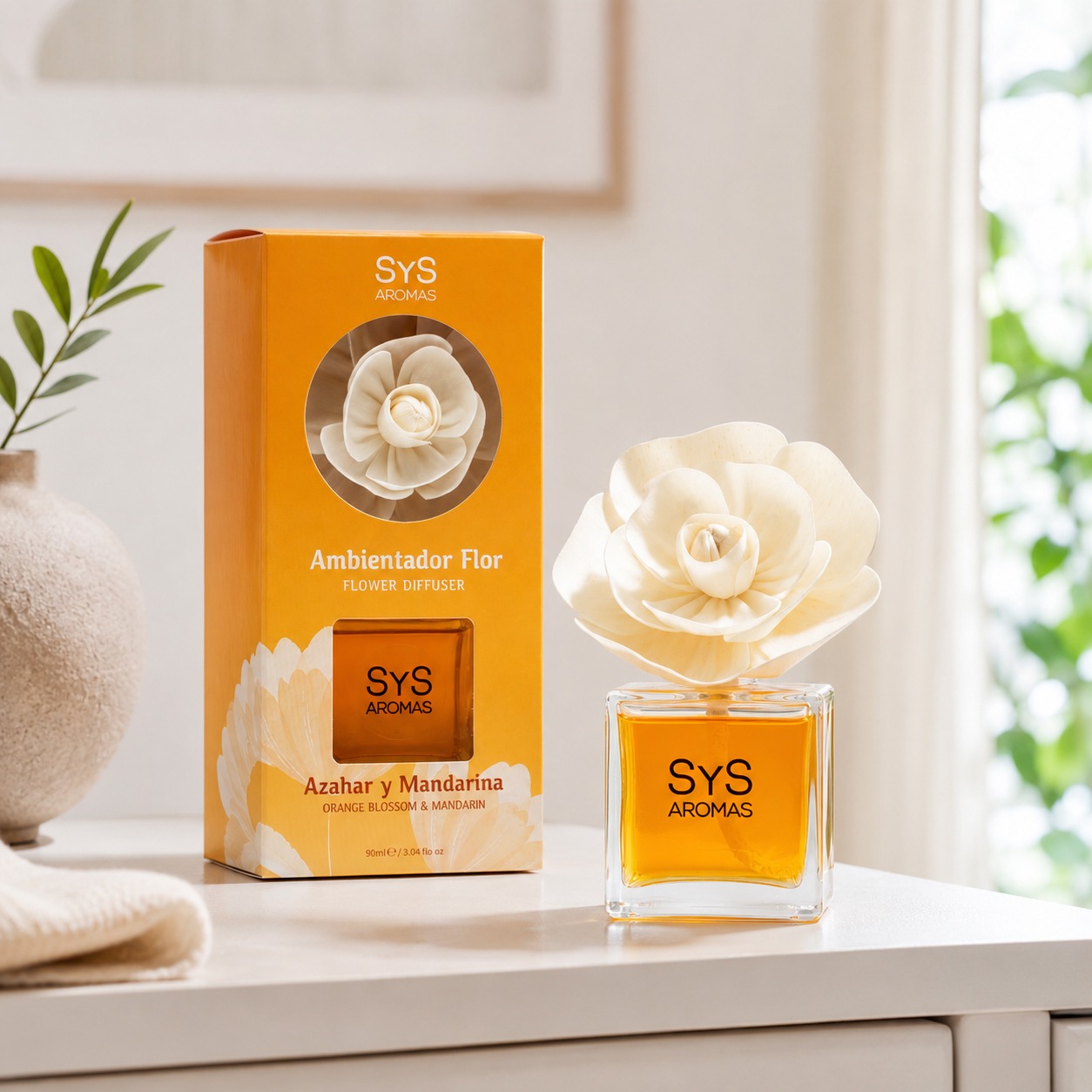 Ambientador Flor Perfumada Azahar Mandarina SyS 90 ml - Imagen 2